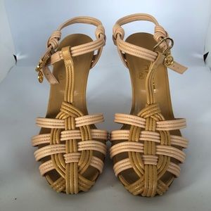 Chanel opened toed sandals heels beige